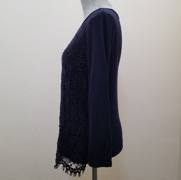 EUC J. Crew Blue Lace Front T-Shirt - Picture 4 of 5